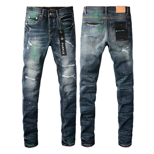 PURPLE Blue Stretch Jeans 9070 with Medium Elasticity andFull Length Design