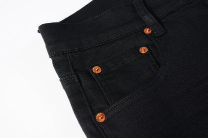 PURPLE Men Streetwear Skinny Jeans Black Wash with Clean Minimalist Style 9023