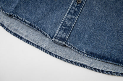 Ami paris Heart Logo Embroidered Denim Shirt 852