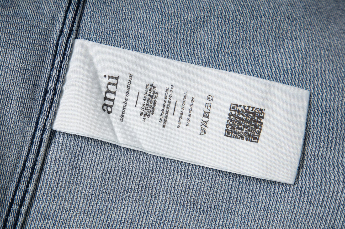 Ami paris Heart Logo Embroidered Denim Shirt 852