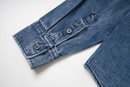 Ami paris Heart Logo Embroidered Denim Shirt 852