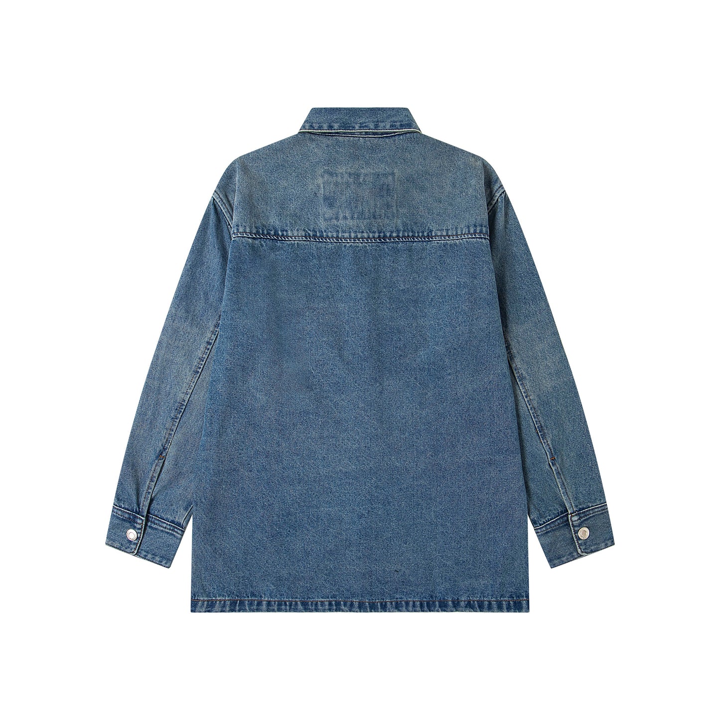 Ami paris Classic Heart Embroidered Long-Length Denim Shirt 848