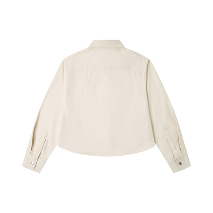 Ami paris Classic Heart Embroidered Cropped Denim Shirt 847