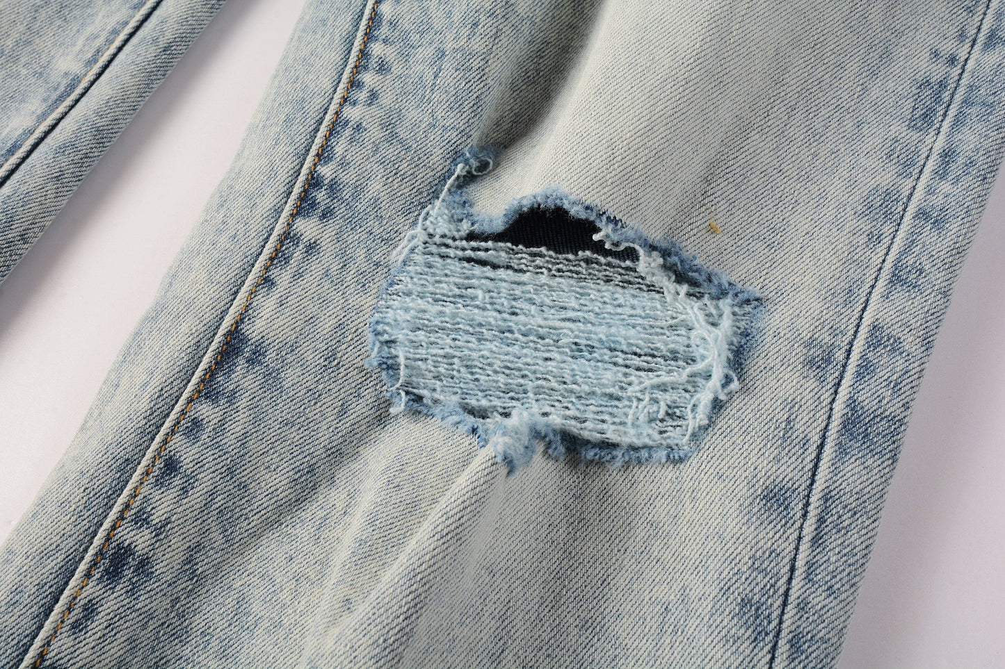 PURPLE Men Streetwear Jeans Distressed Light Blue Abstract Ripped skinny 9093