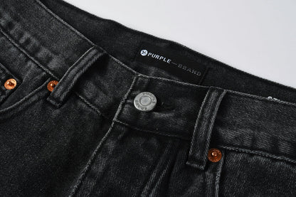PURPLE Men Streetwear Wide-Leg Jeans Black Gray Wash with 3D Pinched Pleats 9115
