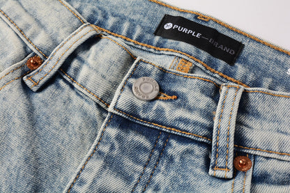 PURPLE Men Streetwear Jeans Distressed Light Blue Abstract Ripped skinny 9093