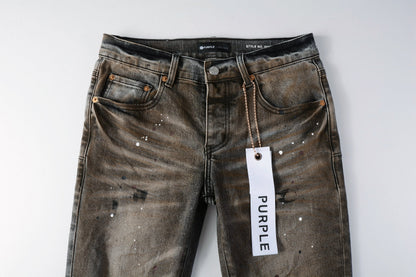 PURPLE New High Quality Mens Jeans Designer Jeans Fashion Distressed Ripped Denim Cargo For Men High Street Fashion 9031