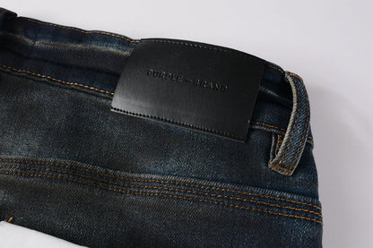 PURPLE Men Streetwear Skinny Jeans Dark Gray Wash with White Paint Splatter and Brush Strokes 9036
