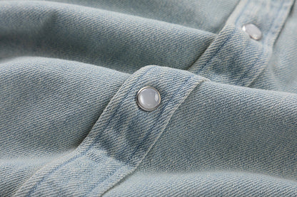 Ami paris Heart Logo Embroidered Denim Shirt 816