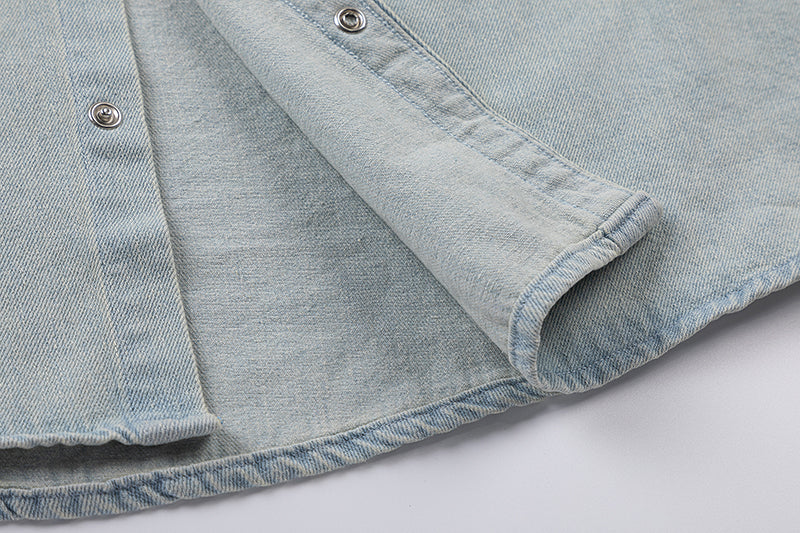 Ami paris Heart Logo Embroidered Denim Shirt 816