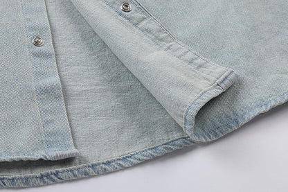 Ami paris Heart Logo Embroidered Denim Shirt 816