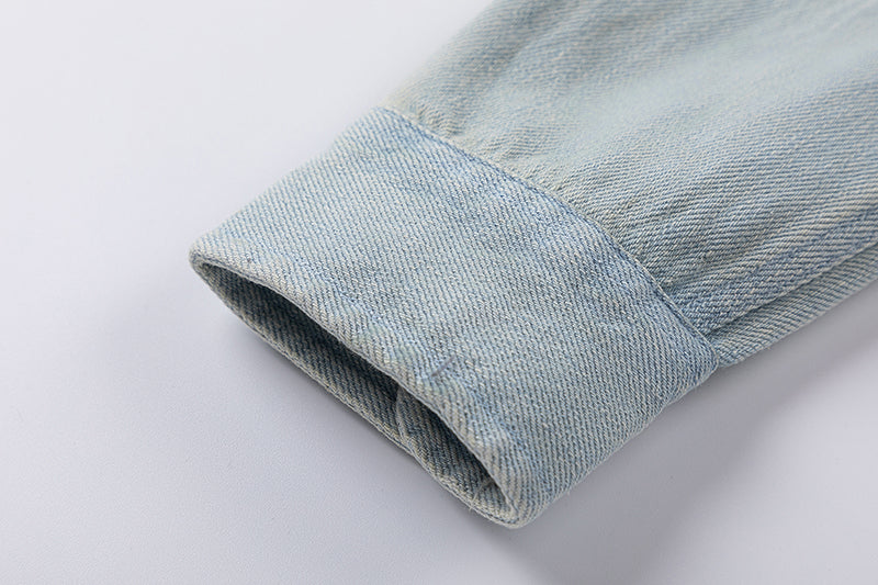 Ami paris Heart Logo Embroidered Denim Shirt 816