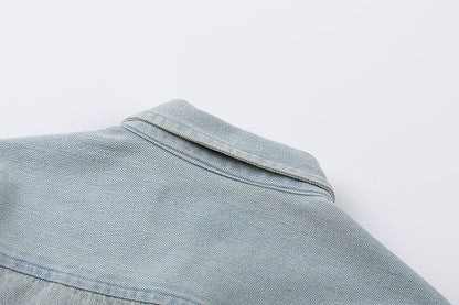 Ami paris Heart Logo Embroidered Denim Shirt 816