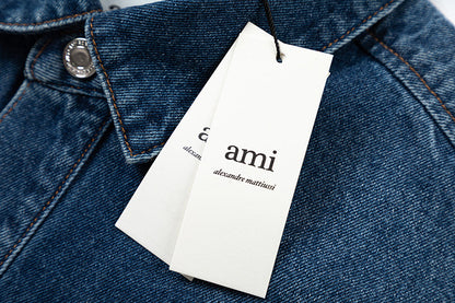 Ami paris 3D Embossed Heart Denim Jacket 835