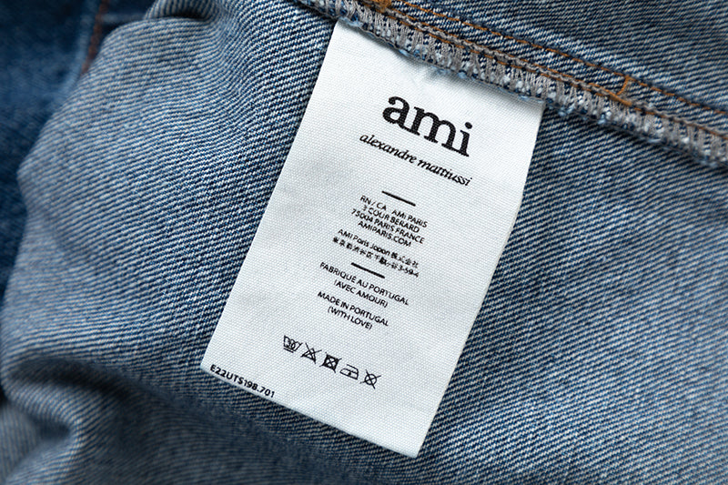 Ami paris 3D Embossed Heart Denim Jacket 835
