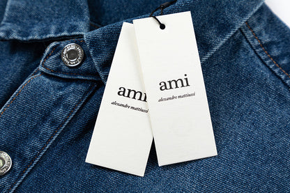 Ami paris Metal Heart Embellished Denim Jacket 834
