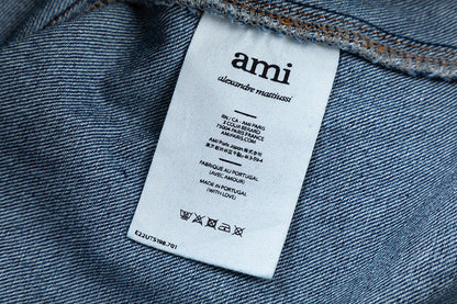 Ami paris Metal Heart Embellished Denim Jacket 834
