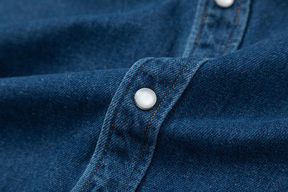 Ami paris Heart Logo Embroidered Denim Shirt 816