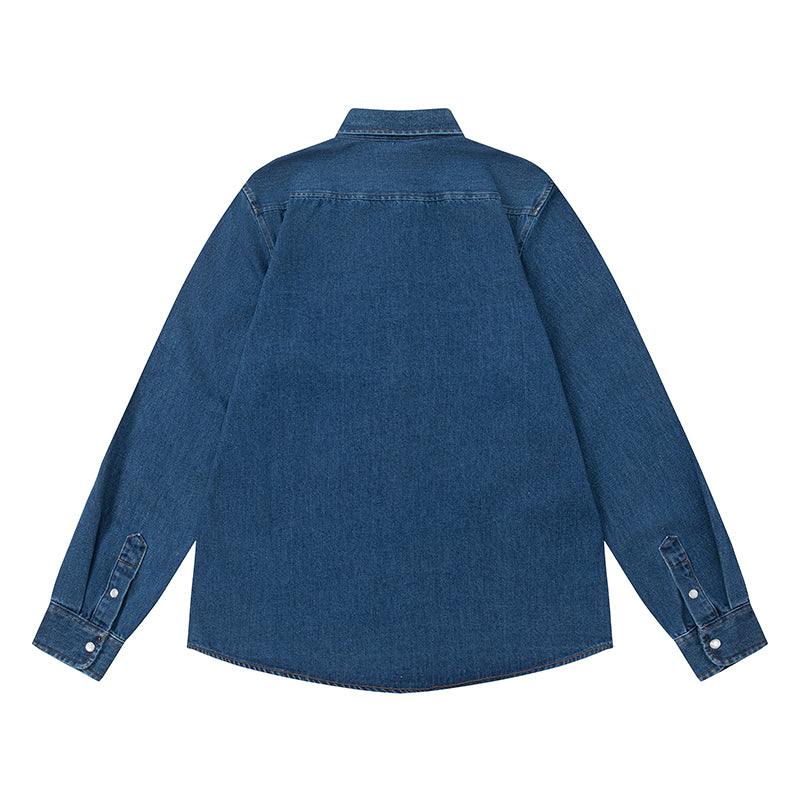 Ami paris Heart Logo Embroidered Denim Shirt 816