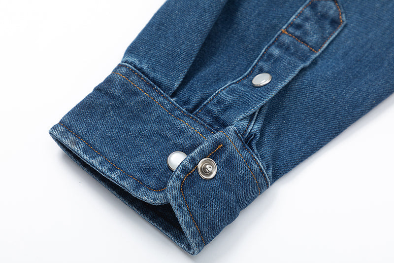Ami paris Heart Logo Embroidered Denim Shirt 816