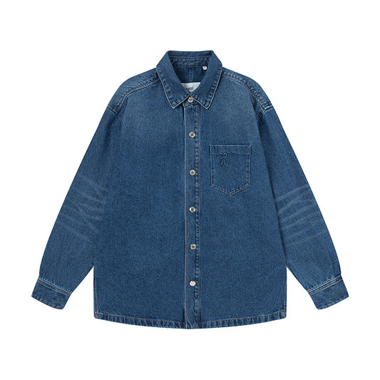 Ami paris 3D Embossed Heart Denim Jacket 835