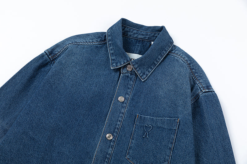 Ami paris 3D Embossed Heart Denim Jacket 835
