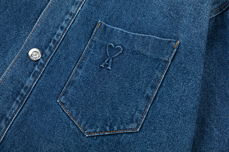 Ami paris 3D Embossed Heart Denim Jacket 835
