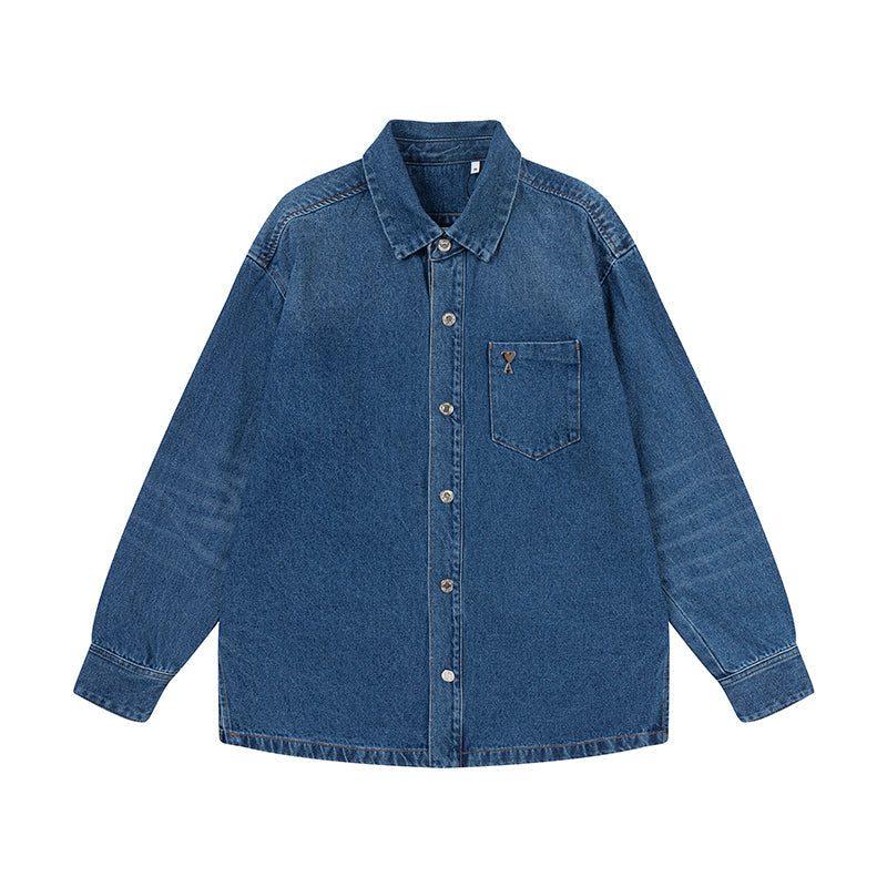 Ami paris Metal Heart Embellished Denim Jacket 834