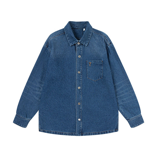 Ami paris Metal Heart Embellished Denim Jacket 834