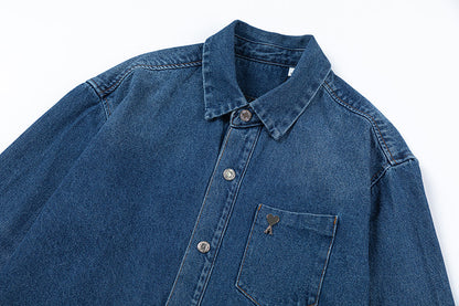 Ami paris Metal Heart Embellished Denim Jacket 834