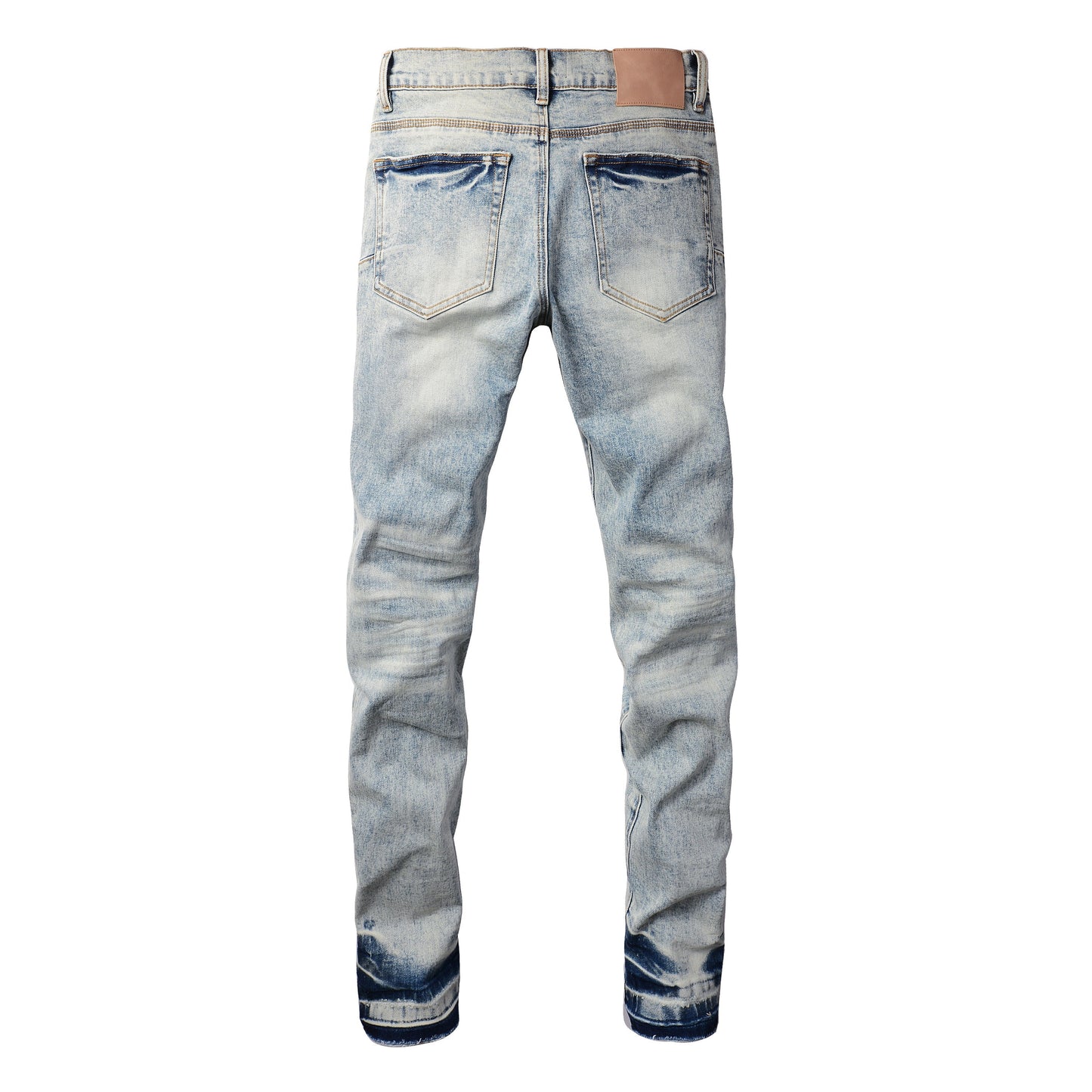 PURPLE Men Streetwear Jeans Distressed Light Blue Abstract Ripped skinny 9093