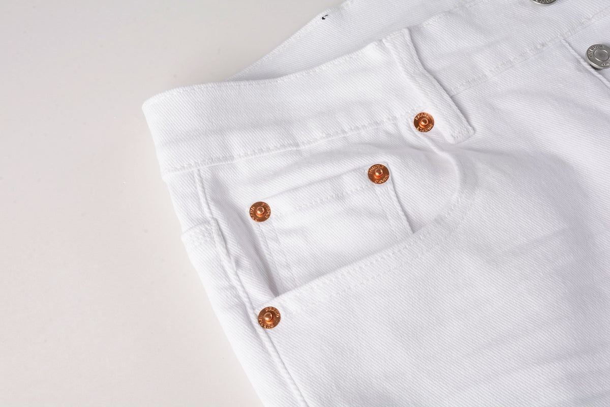 PURPLE Men Streetwear Skinny Jeans White Wash with Minimalist Textured Finish 9024