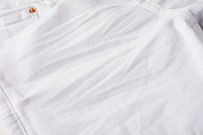 PURPLE Men Streetwear Skinny Jeans White Wash with Minimalist Textured Finish 9024