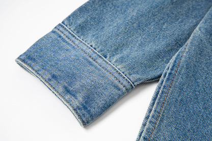 Ami paris Classic Heart Embroidered Long-Length Denim Shirt 848