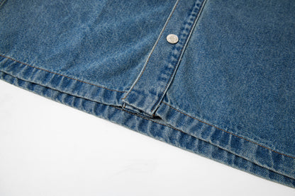 Ami paris Classic Heart Embroidered Long-Length Denim Shirt 848