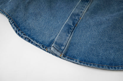 Ami paris Classic Heart Embroidered Cropped Denim Shirt 847
