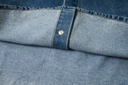 Ami paris Classic Heart Embroidered Cropped Denim Shirt 847