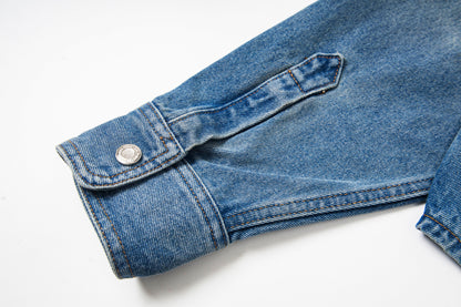 Ami paris Classic Heart Embroidered Cropped Denim Shirt 847