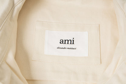 Ami paris Classic Heart Embroidered Long-Length Denim Shirt 848