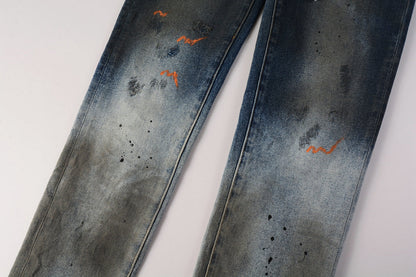 PURPLE Mens Purple Ripped Jeans Skinny Slim Fit Denim Pants Designer Flared Jeans for Men 9009