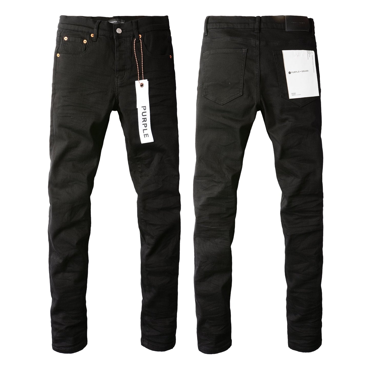 PURPLE Men Streetwear Skinny Jeans Black Wash with Clean Minimalist Style 9023