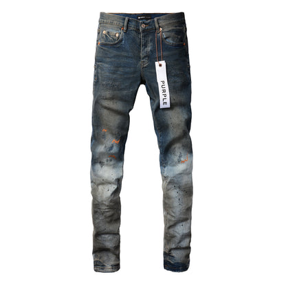 PURPLE Mens Purple Ripped Jeans Skinny Slim Fit Denim Pants Designer Flared Jeans for Men 9009