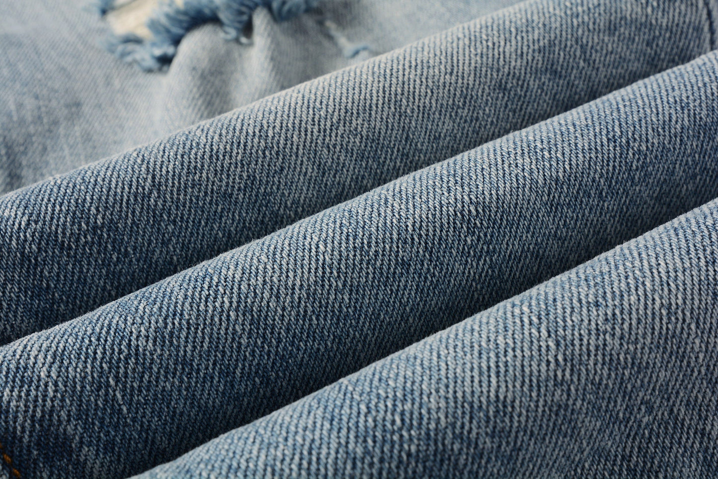 PURPLE Men Streetwear Skinny Jeans Light Blue Wash with Subtle Distressed Ripped Details 9075